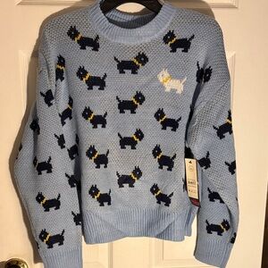 Women’s Netflix Stranger Things Light Blue Dog Sweater NWT Large 12-14